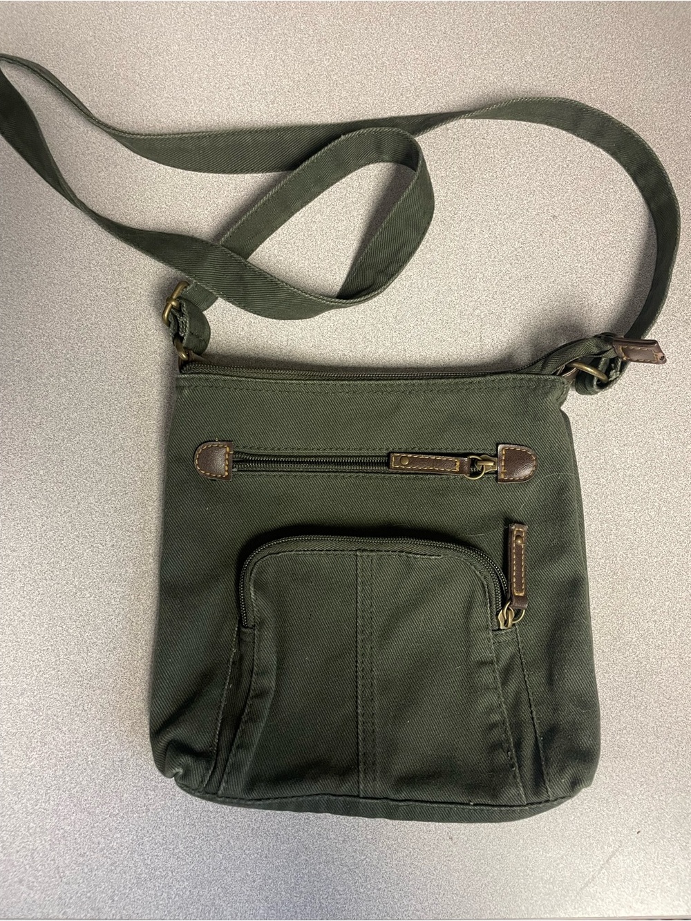 Olive Green Crossbody Canvas Shoulder Bag